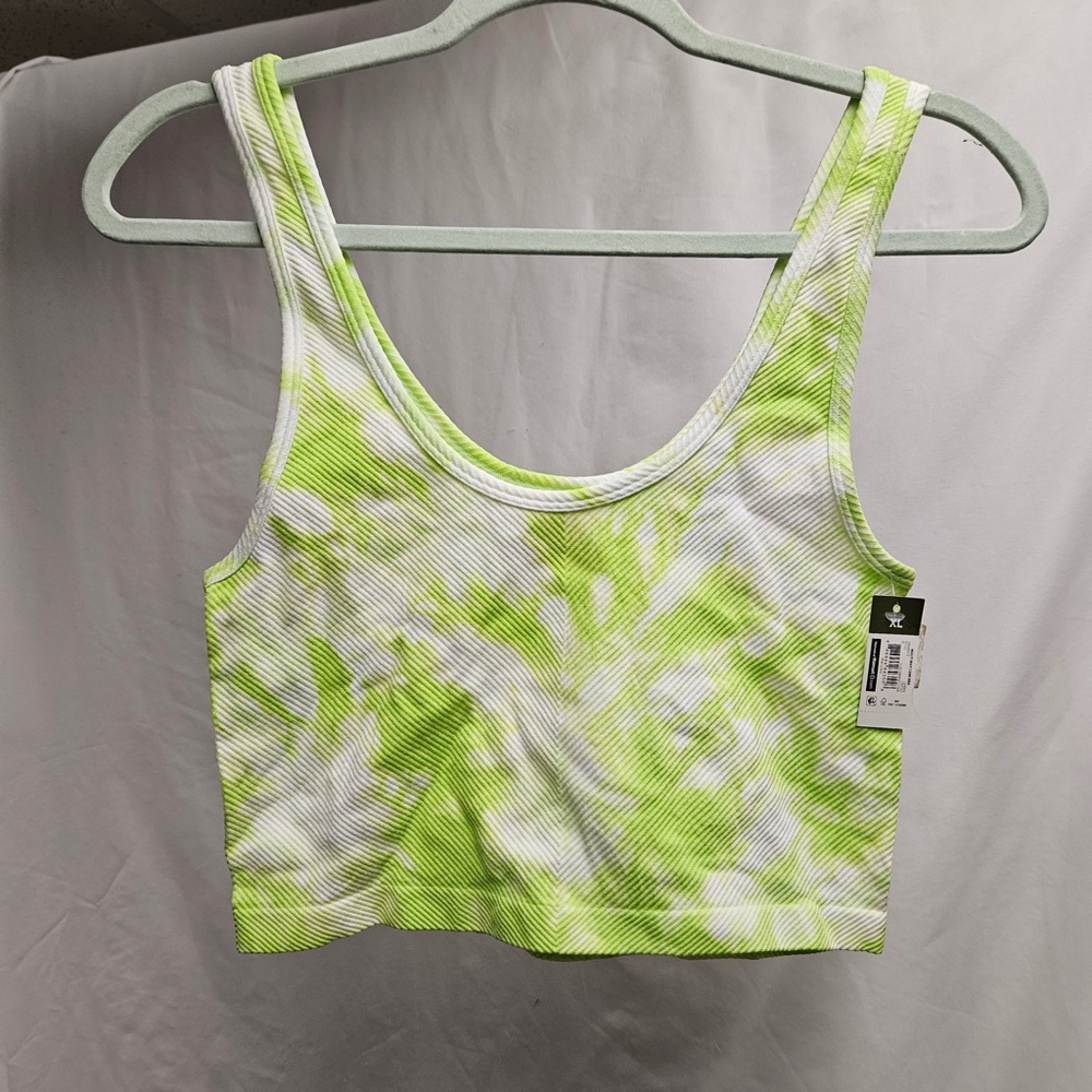 3for$25 no boundaries lime green bright green tie dye sports bra tank crop cami - Picture 3 of 7